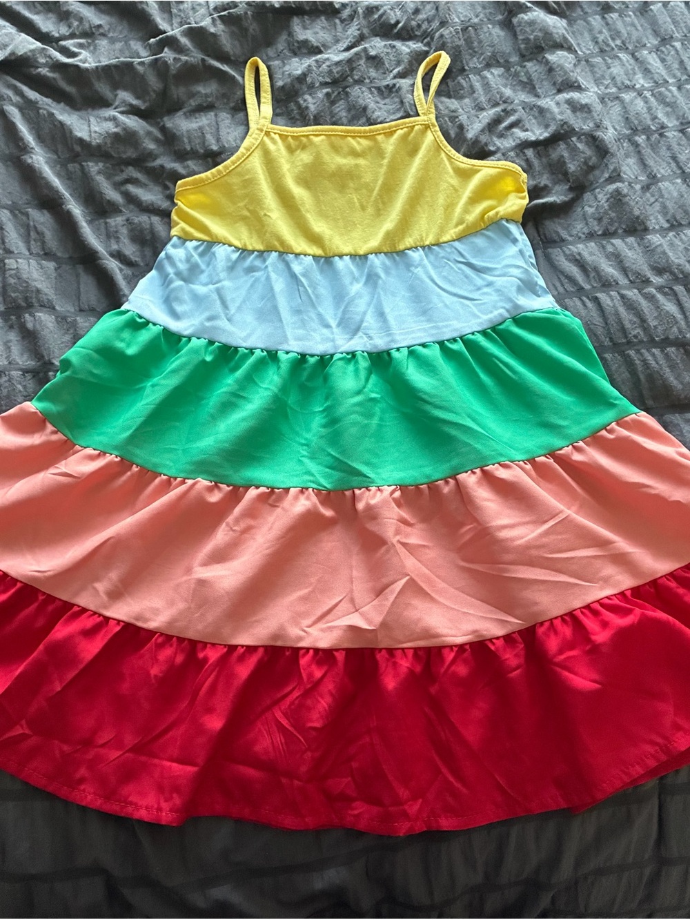 Kids Rainbow Tiered Dress - Yellow, Blue, Green, Pink, Red